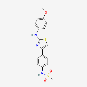molecular formula C17H17N3O3S2 B7637543 N-[4-[2-(4-methoxyanilino)-1,3-thiazol-4-yl]phenyl]methanesulfonamide 