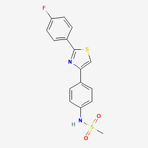 molecular formula C16H13FN2O2S2 B7637551 N-[4-[2-(4-fluorophenyl)-1,3-thiazol-4-yl]phenyl]methanesulfonamide 