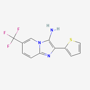 molecular formula C12H8F3N3S B7637569 2-(Thiophen-2-yl)-6-(trifluoromethyl)imidazo[1,2-a]pyridin-3-amine 