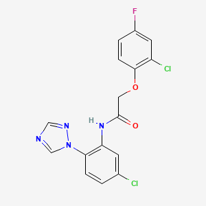 molecular formula C16H11Cl2FN4O2 B7637595 2-(2-chloro-4-fluorophenoxy)-N-[5-chloro-2-(1,2,4-triazol-1-yl)phenyl]acetamide 