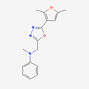molecular formula C16H17N3O2 B7637613 N-[[5-(2,5-dimethylfuran-3-yl)-1,3,4-oxadiazol-2-yl]methyl]-N-methylaniline 