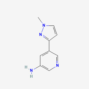 molecular formula C9H10N4 B7637618 5-(1-Methylpyrazol-3-yl)pyridin-3-amine 