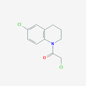 molecular formula C11H11Cl2NO B7637676 2-chloro-1-(6-chloro-3,4-dihydro-2H-quinolin-1-yl)ethanone 