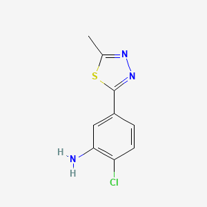 molecular formula C9H8ClN3S B7637693 2-Chloro-5-(5-methyl-1,3,4-thiadiazol-2-yl)aniline 