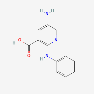 molecular formula C12H11N3O2 B7637714 5-Amino-2-anilinopyridine-3-carboxylic acid 