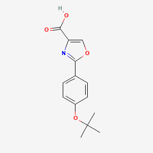 molecular formula C14H15NO4 B7637743 2-[4-[(2-Methylpropan-2-yl)oxy]phenyl]-1,3-oxazole-4-carboxylic acid 