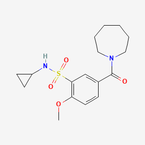molecular formula C17H24N2O4S B7637750 5-(azepane-1-carbonyl)-N-cyclopropyl-2-methoxybenzenesulfonamide 