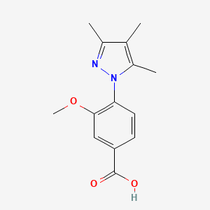 molecular formula C14H16N2O3 B7637792 3-Methoxy-4-(3,4,5-trimethylpyrazol-1-yl)benzoic acid 