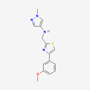molecular formula C15H16N4OS B7637807 N-[[4-(3-methoxyphenyl)-1,3-thiazol-2-yl]methyl]-1-methylpyrazol-4-amine 