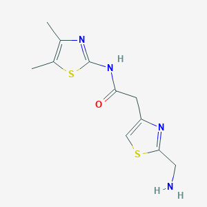molecular formula C11H14N4OS2 B7637826 2-[2-(aminomethyl)-1,3-thiazol-4-yl]-N-(4,5-dimethyl-1,3-thiazol-2-yl)acetamide 