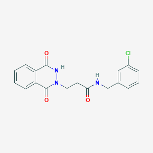 molecular formula C18H16ClN3O3 B7637877 N-[(3-chlorophenyl)methyl]-3-(1,4-dioxo-3H-phthalazin-2-yl)propanamide 