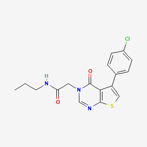 molecular formula C17H16ClN3O2S B7637934 2-[5-(4-chlorophenyl)-4-oxothieno[2,3-d]pyrimidin-3-yl]-N-propylacetamide 