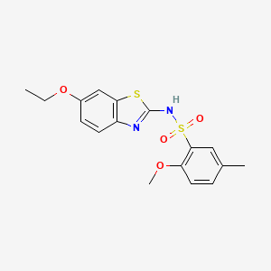 molecular formula C17H18N2O4S2 B7638075 N-(6-ethoxy-1,3-benzothiazol-2-yl)-2-methoxy-5-methylbenzenesulfonamide 