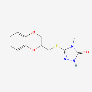 molecular formula C12H13N3O3S B7638112 3-(2,3-dihydro-1,4-benzodioxin-3-ylmethylsulfanyl)-4-methyl-1H-1,2,4-triazol-5-one 