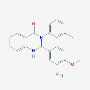 molecular formula C22H20N2O3 B7638137 2-(3-Hydroxy-4-methoxyphenyl)-3-(3-methylphenyl)-1,2-dihydroquinazolin-4-one 