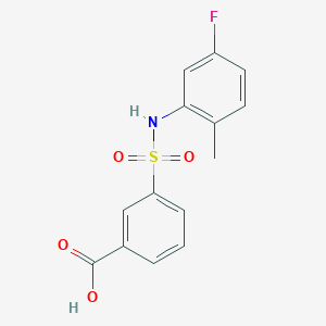 molecular formula C14H12FNO4S B7638161 3-[(5-Fluoro-2-methylphenyl)sulfamoyl]benzoic acid 