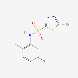 molecular formula C11H9BrFNO2S2 B7638166 5-bromo-N-(5-fluoro-2-methylphenyl)thiophene-2-sulfonamide 