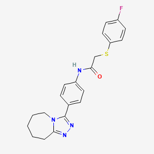 2-(4-fluorophenyl)sulfanyl-N-[4-(6,7,8,9-tetrahydro-5H-[1,2,4]triazolo[4,3-a]azepin-3-yl)phenyl]acetamide