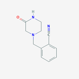 molecular formula C12H13N3O B7638256 2-[(3-Oxopiperazin-1-yl)methyl]benzonitrile 