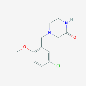 molecular formula C12H15ClN2O2 B7638268 4-[(5-Chloro-2-methoxyphenyl)methyl]piperazin-2-one 