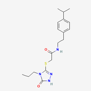 molecular formula C18H26N4O2S B7638370 2-[(5-oxo-4-propyl-1H-1,2,4-triazol-3-yl)sulfanyl]-N-[2-(4-propan-2-ylphenyl)ethyl]acetamide 