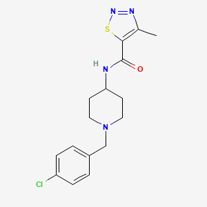 molecular formula C16H19ClN4OS B7638386 N-[1-[(4-chlorophenyl)methyl]piperidin-4-yl]-4-methylthiadiazole-5-carboxamide 