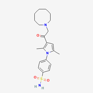 molecular formula C21H29N3O3S B7638426 4-[3-[2-(Azocan-1-yl)acetyl]-2,5-dimethylpyrrol-1-yl]benzenesulfonamide 