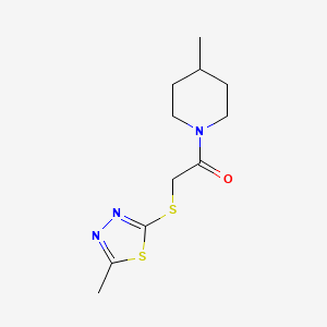 molecular formula C11H17N3OS2 B7638647 1-(4-Methylpiperidin-1-yl)-2-[(5-methyl-1,3,4-thiadiazol-2-yl)sulfanyl]ethanone 