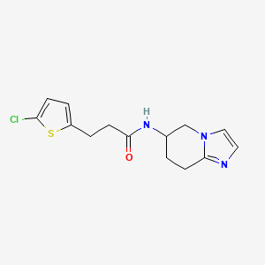 molecular formula C14H16ClN3OS B7638765 3-(5-chlorothiophen-2-yl)-N-(5,6,7,8-tetrahydroimidazo[1,2-a]pyridin-6-yl)propanamide 