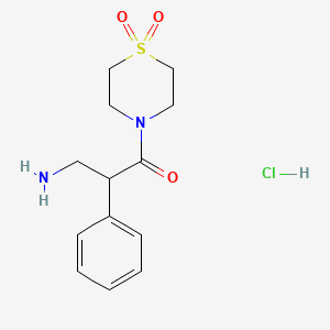 molecular formula C13H19ClN2O3S B7638916 3-Amino-1-(1,1-dioxo-1,4-thiazinan-4-yl)-2-phenylpropan-1-one;hydrochloride 