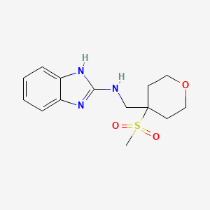 molecular formula C14H19N3O3S B7638922 N-[(4-methylsulfonyloxan-4-yl)methyl]-1H-benzimidazol-2-amine 