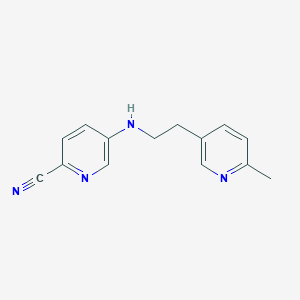 molecular formula C14H14N4 B7639058 5-[2-(6-Methylpyridin-3-yl)ethylamino]pyridine-2-carbonitrile 