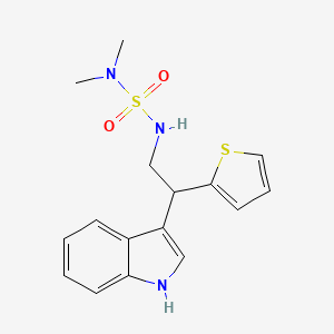 molecular formula C16H19N3O2S2 B7639116 3-[2-(dimethylsulfamoylamino)-1-thiophen-2-ylethyl]-1H-indole 