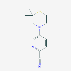 molecular formula C12H15N3S B7639134 5-(2,2-Dimethylthiomorpholin-4-yl)pyridine-2-carbonitrile 