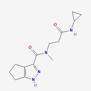 molecular formula C14H20N4O2 B7639144 N-[3-(cyclopropylamino)-3-oxopropyl]-N-methyl-1,4,5,6-tetrahydrocyclopenta[c]pyrazole-3-carboxamide 