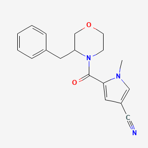 molecular formula C18H19N3O2 B7639179 5-(3-Benzylmorpholine-4-carbonyl)-1-methylpyrrole-3-carbonitrile 