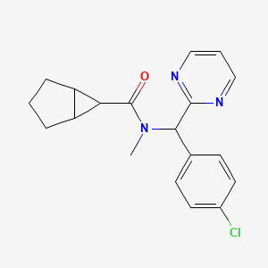 molecular formula C19H20ClN3O B7639296 N-[(4-chlorophenyl)-pyrimidin-2-ylmethyl]-N-methylbicyclo[3.1.0]hexane-6-carboxamide 