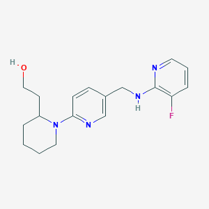 molecular formula C18H23FN4O B7639326 2-[1-[5-[[(3-Fluoropyridin-2-yl)amino]methyl]pyridin-2-yl]piperidin-2-yl]ethanol 