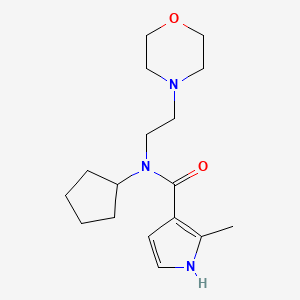 molecular formula C17H27N3O2 B7639341 N-cyclopentyl-2-methyl-N-(2-morpholin-4-ylethyl)-1H-pyrrole-3-carboxamide 