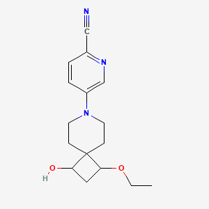 molecular formula C16H21N3O2 B7639377 5-(3-Ethoxy-1-hydroxy-7-azaspiro[3.5]nonan-7-yl)pyridine-2-carbonitrile 