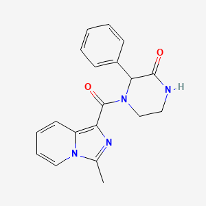 molecular formula C19H18N4O2 B7639381 4-(3-Methylimidazo[1,5-a]pyridine-1-carbonyl)-3-phenylpiperazin-2-one 