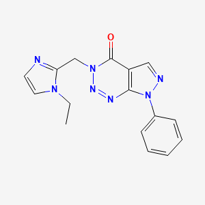 molecular formula C16H15N7O B7639407 3-[(1-Ethylimidazol-2-yl)methyl]-7-phenylpyrazolo[3,4-d]triazin-4-one 