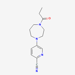 molecular formula C14H18N4O B7639439 5-(4-Propanoyl-1,4-diazepan-1-yl)pyridine-2-carbonitrile 