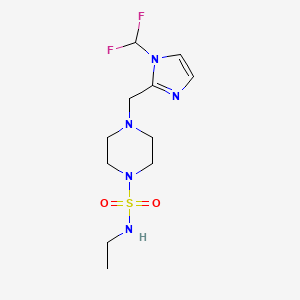 molecular formula C11H19F2N5O2S B7639466 4-[[1-(difluoromethyl)imidazol-2-yl]methyl]-N-ethylpiperazine-1-sulfonamide 