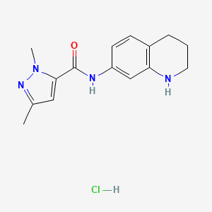 molecular formula C15H19ClN4O B7639474 2,5-dimethyl-N-(1,2,3,4-tetrahydroquinolin-7-yl)pyrazole-3-carboxamide;hydrochloride 