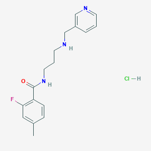 molecular formula C17H21ClFN3O B7639542 2-fluoro-4-methyl-N-[3-(pyridin-3-ylmethylamino)propyl]benzamide;hydrochloride 