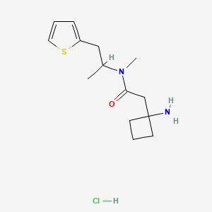 molecular formula C14H23ClN2OS B7639567 2-(1-aminocyclobutyl)-N-methyl-N-(1-thiophen-2-ylpropan-2-yl)acetamide;hydrochloride 