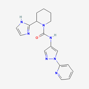 molecular formula C17H19N7O B7639573 2-(1H-imidazol-2-yl)-N-(1-pyridin-2-ylpyrazol-4-yl)piperidine-1-carboxamide 