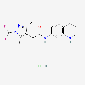 molecular formula C17H21ClF2N4O B7639598 2-[1-(difluoromethyl)-3,5-dimethylpyrazol-4-yl]-N-(1,2,3,4-tetrahydroquinolin-7-yl)acetamide;hydrochloride 