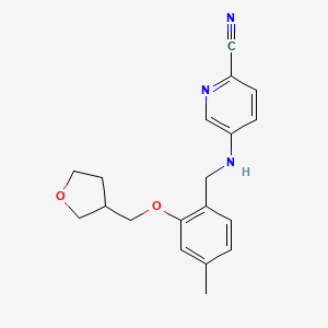 molecular formula C19H21N3O2 B7639615 5-[[4-Methyl-2-(oxolan-3-ylmethoxy)phenyl]methylamino]pyridine-2-carbonitrile 